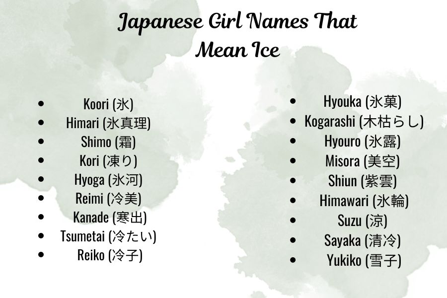 Japanese Girl Names That Mean Ice