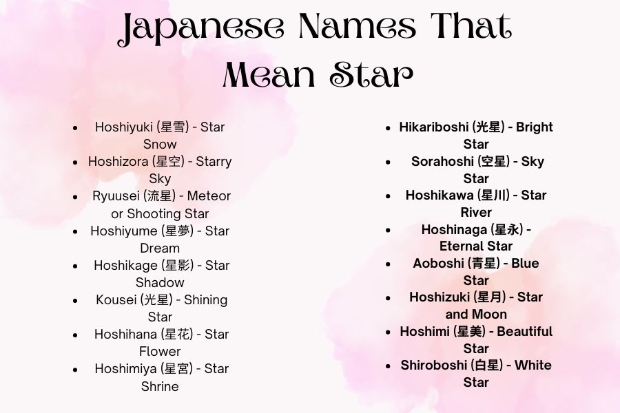 Japanese Names That Mean Star