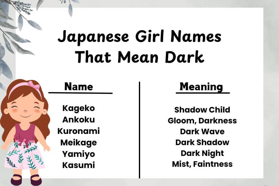 Japanese Girl Names That Mean Dark